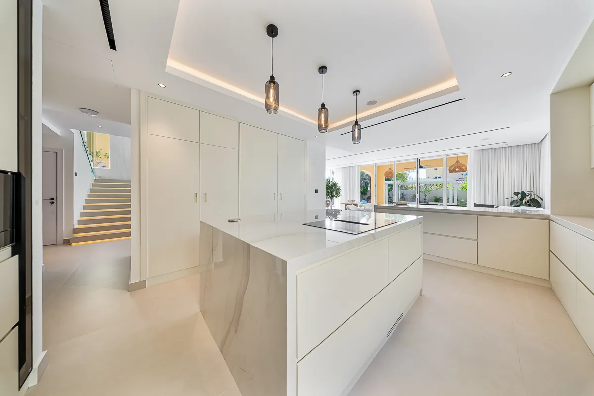 Show kitchen with Miele and Siemens appliances at Villa Sfiora