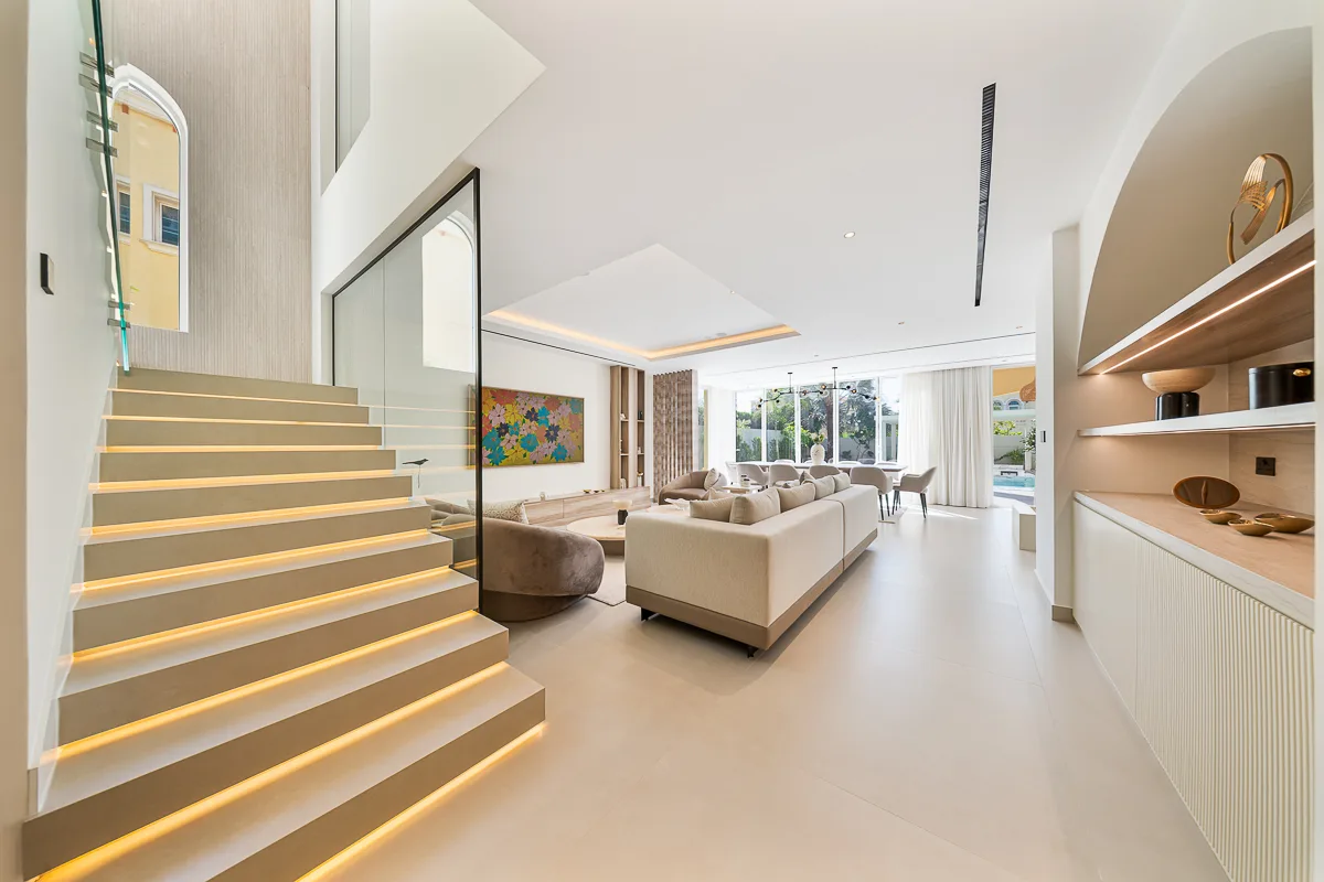 Formal and informal living spaces at Villa Sfiora